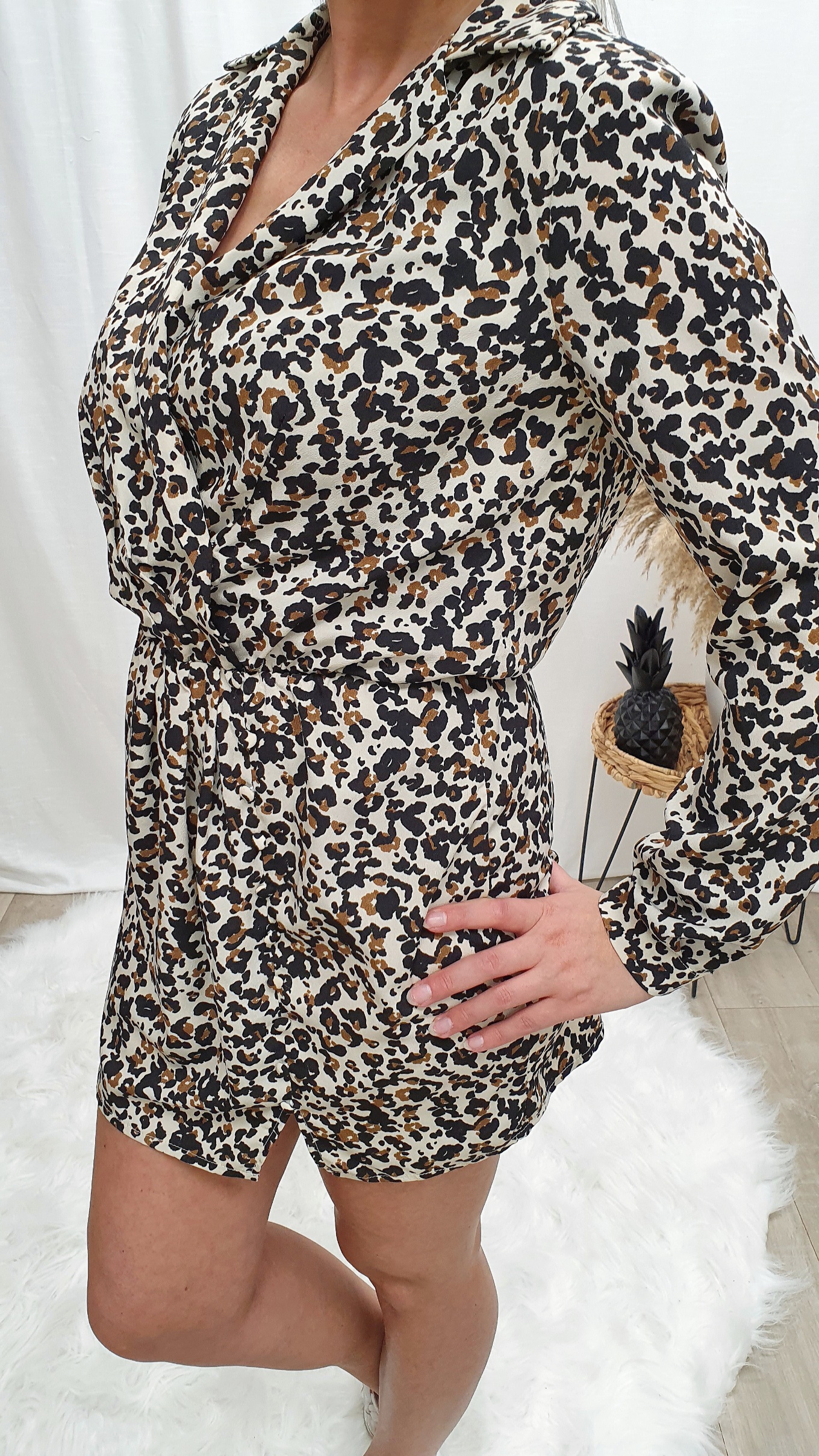 Leopard short dress – Beige