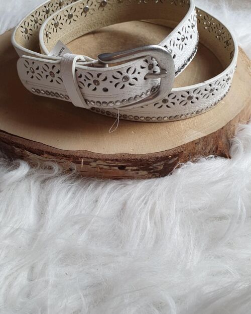 Leather belt – White